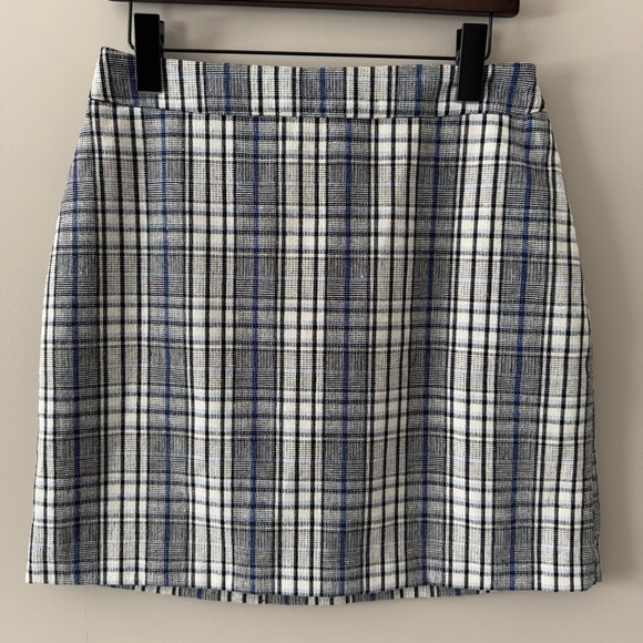 NINE WEST TAILORED MINI SKIRT BLUE MULTI PLAID SIZE SMALL - Picture 2 of 8